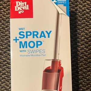Dirt Devil Wet Spray + Mop with swipes. Washable microfiber pad.